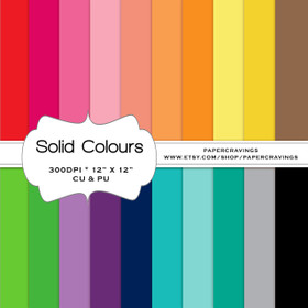 Solid Digital Paper Pack 12" x 12" (20 colors) - NSTANT DOWNLOAD 