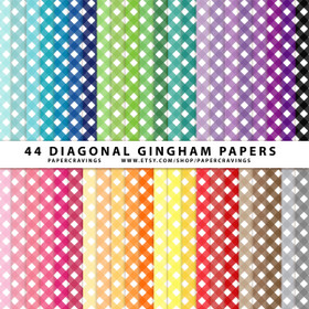 Diagonal Gingham Digital Paper Pack 12" x 12" (44 colors) INSTANT DOWNLOAD 