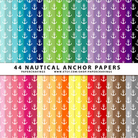 Nautical Anchor Digital Paper Pack 12" x 12" (44 colors) INSTANT DOWNLOAD 