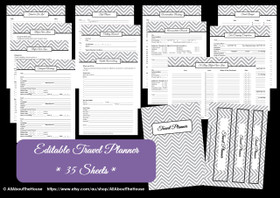 PURPLE - Travel Planner - EDITABLE - Instant Download