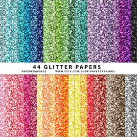 Glitter Digital Paper Pack 12" x 12" (44 colors) INSTANT DOWNLOAD 
