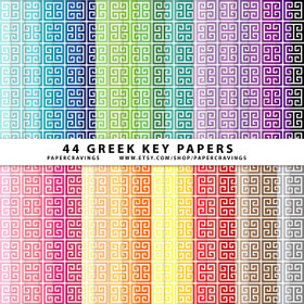 Greek Key 2 Digital Paper Pack 12" x 12" (44 colors) INSTANT DOWNLOAD 