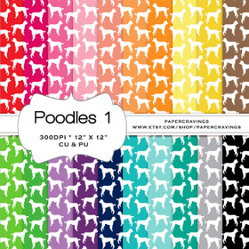 Poodle Digital Paper Pack 12" x 12" (20 colors) - INSTANT DOWNLOAD 