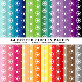 Dotted Circles Digital Paper Pack 12" x 12" (44 colors) INSTANT DOWNLOAD 