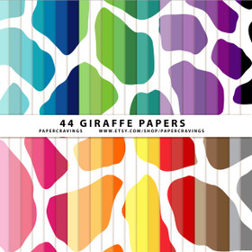Giraffe Digital Paper Pack 12" x 12" (44 colors) INSTANT DOWNLOAD 