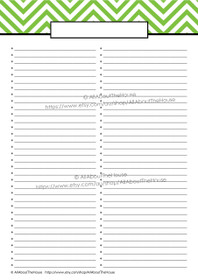 Anything List - 2 Columns - EDITABLE - Green 3 - INSTANT DOWNLOAD