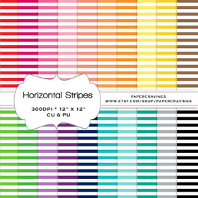 Horizontal Stripes - Basics Digital Paper Pack 12" x 12" (20 colors) - INSTANT DOWNLOAD 