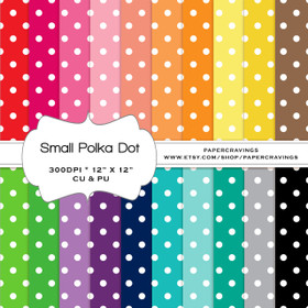 Small Polka Dot Basics - Digital Paper Pack 12" x 12" (20 colors) - INSTANT DOWNLOAD 