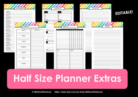 HALF SIZE Rainbow Planner Extras - INSTANT DOWNLOAD