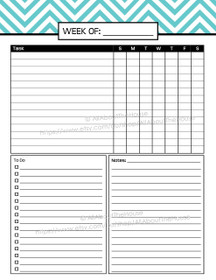 Weekly Tasks - Chevron Planner Add On - EDITABLE - Instant Download