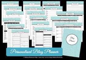DARK BLUE Blog Planner - Printable - 31 Sheets INSTANT DOWNLOAD