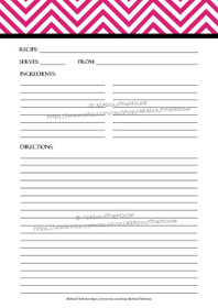 EDITABLE - Printable Chevron Recipe Card Sheet -pi5, 22 - INSTANT DOWNLOAD