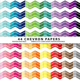 Chevron 105 Digital Paper Pack 12" x 12" (44 colors) INSTANT DOWNLOAD 