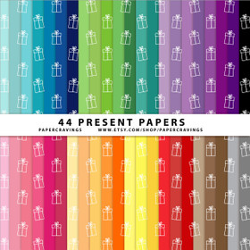 Christmas Presents Digital Paper Pack 12" x 12" (44 colors) INSTANT DOWNLOAD 