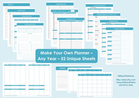 BLACK Perpetual Planner - Printable - Product Number 437 - INSTANT DOWNLOAD