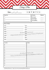 EDITABLE Daily Planner - Product #378 - Red 1 - INSTANT DOWNLOAD