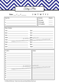 EDITABLE Daily Planner - Product #378 - Blue 5 - INSTANT DOWNLOAD