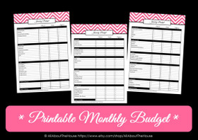 PINK Monthly Budget - EDITABLE - Instant Download