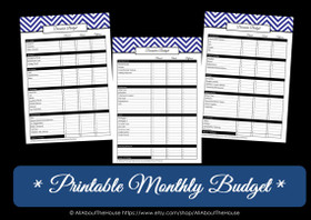 DARK BLUE Monthly Budget - EDITABLE - Instant Download