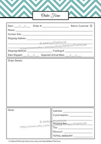 EDITABLE Order Form Template - Product #652- blue 2 - INSTANT DOWNLOAD