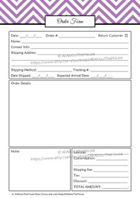EDITABLE Order Form Template - Product #652- purple 3 - INSTANT DOWNLOAD
