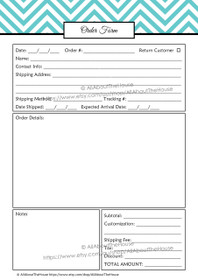 EDITABLE Order Form Template - Product #652- blue 3 - INSTANT DOWNLOAD