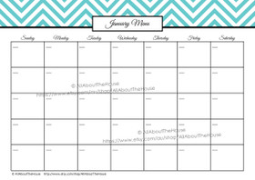 EDITABLE Monthly Meal Planner Calendar - Blue 3 - INSTANT DOWNLOAD