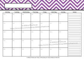 EDITABLE Perpetual Calendar - Style 2 - Purple 4 - INSTANT DOWNLOAD