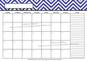 EDITABLE Perpetual Calendar - Style 2 - Blue 5 - INSTANT DOWNLOAD