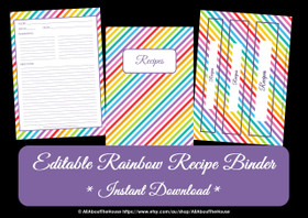 FREE Rainbow Recipe Binder Printables - Instant Download