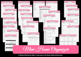 Mini Home Organizer - EDITABLE - PINK - Instant Download