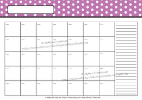 EDITABLE Perpetual Calendar - Style 2 - Dots - Purple 2 - INSTANT DOWNLOAD