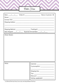 EDITABLE Order Form Template - Product #652- purple 1 - INSTANT DOWNLOAD