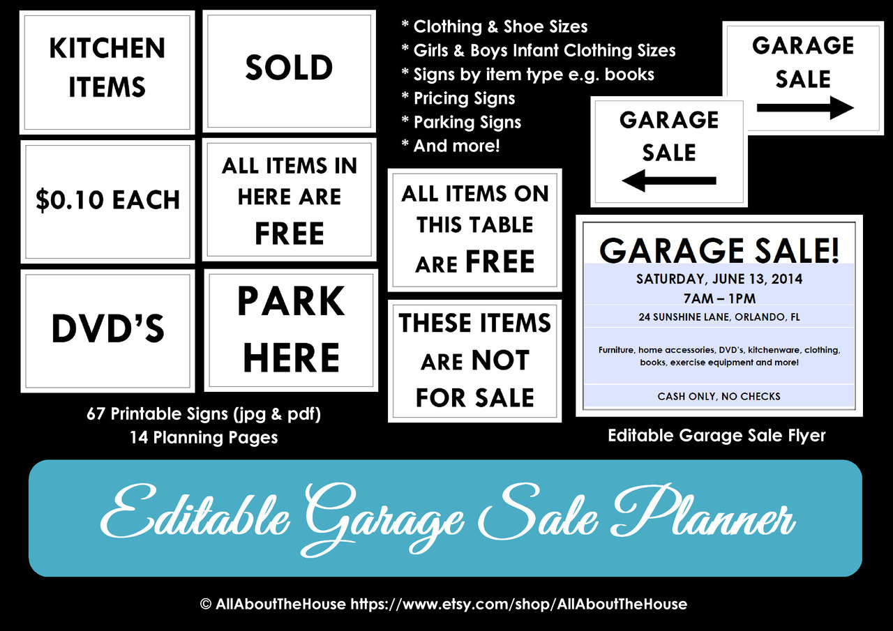 Green Editable Garage Sale Planner Yard Sale Organizer