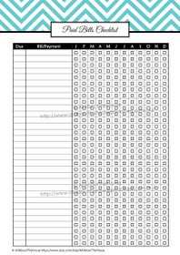 Paid Bills Checklist - Portrait - Editable - FREE