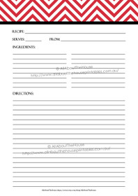 EDITABLE - Printable Chevron Recipe Card Sheet - r2, 22 - INSTANT DOWNLOAD
