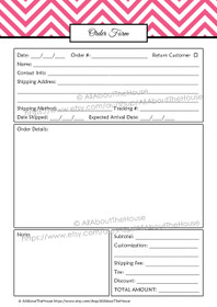 EDITABLE Order Form Template - Product #652- Pink 3 - INSTANT DOWNLOAD