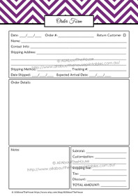 EDITABLE Order Form Template - Product #652- purple 5 - INSTANT DOWNLOAD