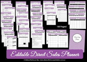 DARK BLUE Direct Sales Planner - Editable - Instant Download