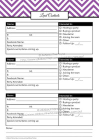 Lead Contacts - Direct Sales - EDITABLE Printable - 7 Colours - INSTANT DOWNLOAD