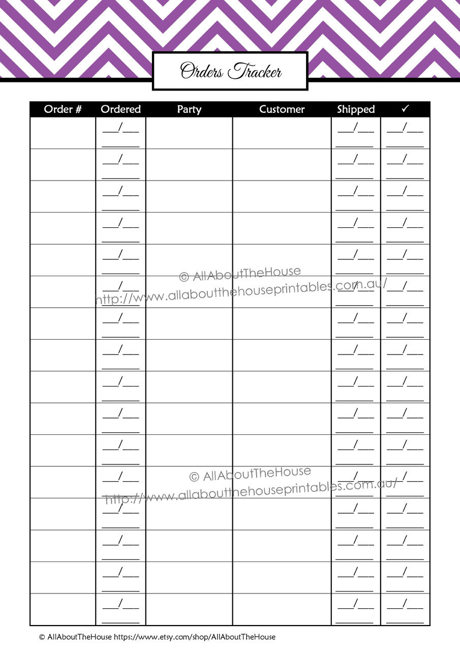 Orders Tracker - Direct Sales & online business printable - EDITABLE - 7 Colours - INSTANT ...