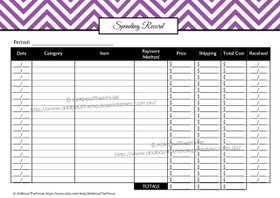 Spending Record - Direct Sales, Business Planner - EDITABLE Printable - 7 Colours - INSTANT DOWNLOAD