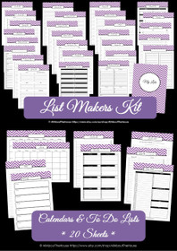 PURPLE List Makers Kit + Calendars & To Do Lists - EDITABLE - Instant Download