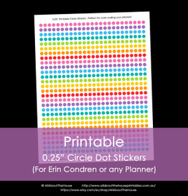 Printable Calendar /  Planner Stickers - Quarter (0.25") Circle Dot - Rainbow