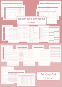 PINK - Health and Fitness + Personal Set - Simple Planner Series - Instant Download