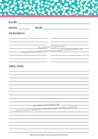 EDITABLE - Printable Confetti Recipe Card Sheet - b2, 16 - INSTANT DOWNLOAD
