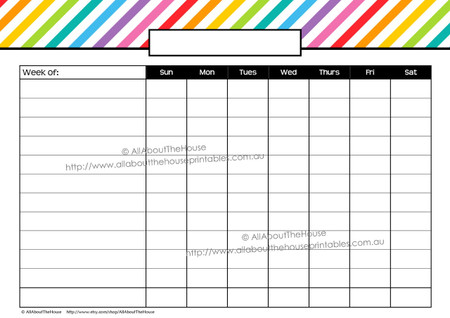 childrens chore chart weekly rainbow editable instant household chore lists