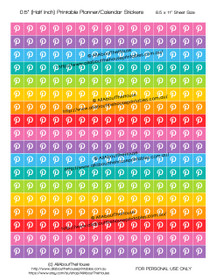 Printable Calendar /  Planner Stickers - Pinterest - Business - Blogging - Social Media - Half Inch (0.5") Square - Rainbow