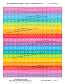 FREE Printable Planner Stickers - Mail - Envelope - Shipping - Half Inch (0.5") Square - Rainbow
