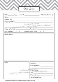 EDITABLE Order Form Template - Product #652- grey - INSTANT DOWNLOAD